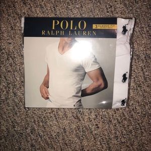 Ralph Lauren vneck 3pck white tshirts